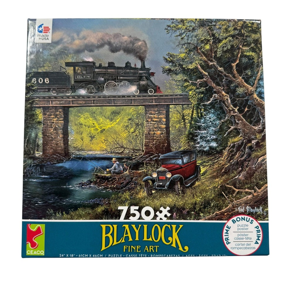 Ceaco Blaylock Fine Art Steam Engine Train 750 Piece Puzzle Poster UNCOUNTED
